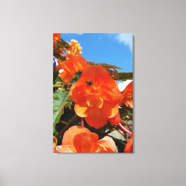 Toile ciel, fleurs et abeille (Recto)