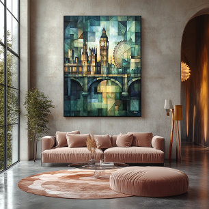 Toile Ciel géométrique abstrait de Londres avec Big Ben