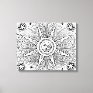 Toile Ciel nocturne antique étoiles soleil zodiaque médi