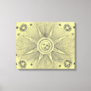 Toile Ciel Nocturne Antique Étoiles Soleil Zodiaque Médi
