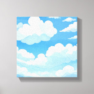 Toile Ciel Plein de Nuages   Peinture de Ciel Bleu à l'A