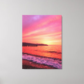 Toile Ciel rose et orange beau coucher de soleil sur la 