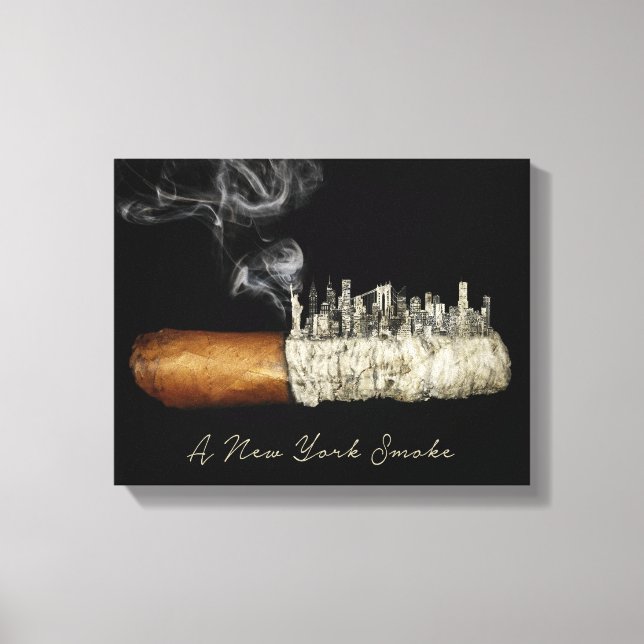 Toile Cigar Art, New York City Poster, Cigar Print, Nyc (Recto)