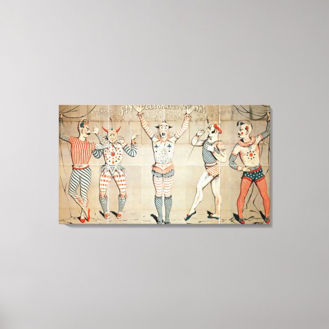 Toile Cinq clowns célèbres attachés aux sables (Recto)