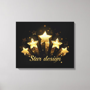 Toile Cinq étoiles d'or en noir