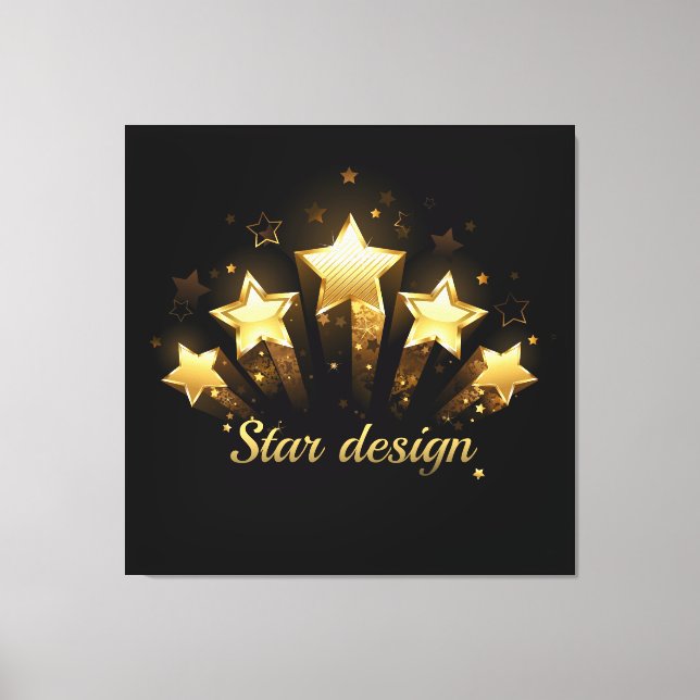 Toile Cinq étoiles d'or en noir (Recto)