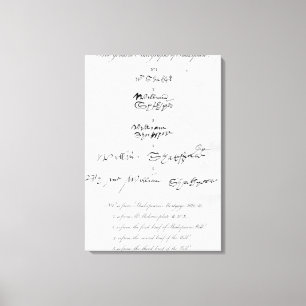 Toile Cinq véritables autographes de William Shakespeare