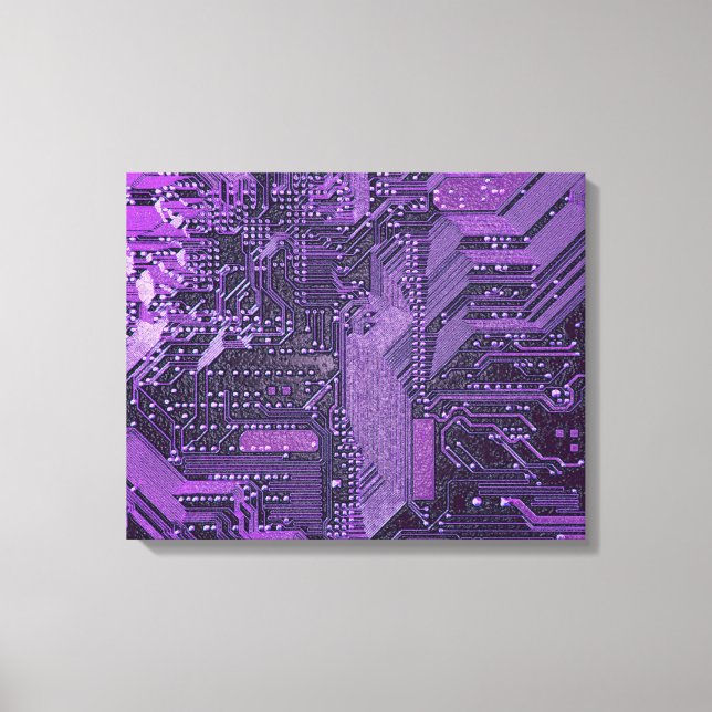 Toile Circuit imprimé cybernétique violet technologie ar (Recto)