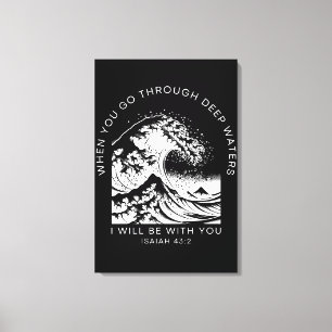 Toile Citation Biblique sur l'Eau Esaïe 43:2