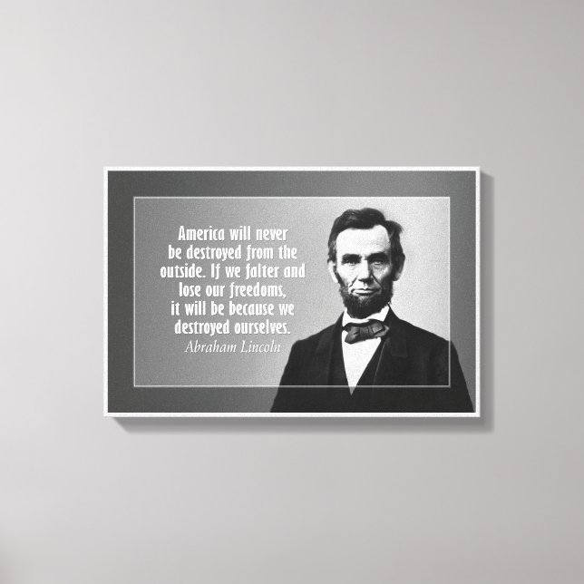 Toile Citation d'Abraham Lincoln sur l'Amérique (Recto)