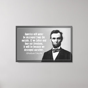 Toile Citation d'Abraham Lincoln sur l'Amérique