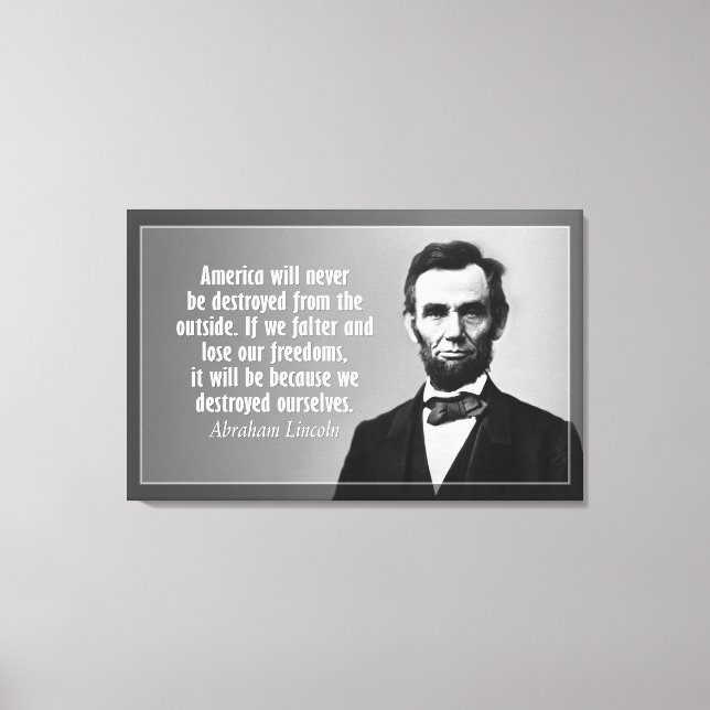Toile Citation d'Abraham Lincoln sur l'Amérique (Recto)