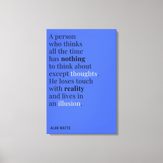 Toile Citation d'Alan Watts sur la pensée (Recto)