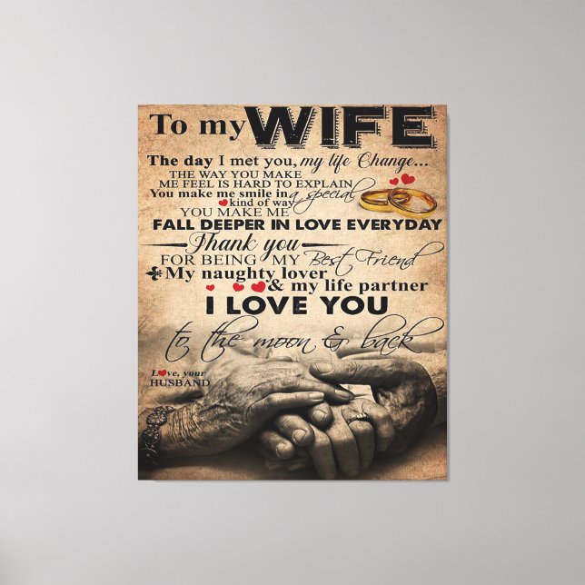 Toile Citation D'Amour Pour La Femme | Lovely Présent po (Recto)