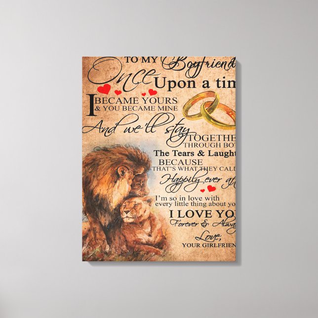 Toile Citation d'amour pour petit ami, ami garçon cadeau (Recto)