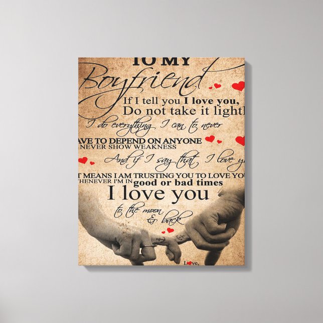 Toile Citation d'amour pour petit ami | Décor intérieur  (Recto)