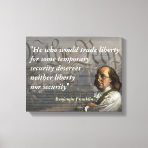 Toile Citation de Benjamin Franklin sur la liberté