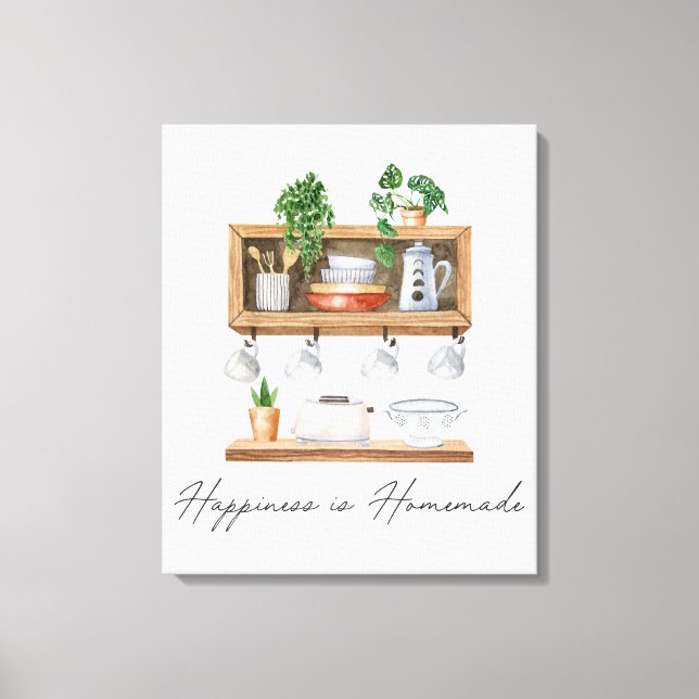 Toile Citation de cuisine à l'aquarelle Boho (Recto)