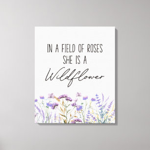 Toile Citation de Prairie de Fleur Sauvage Mauve Aquarel