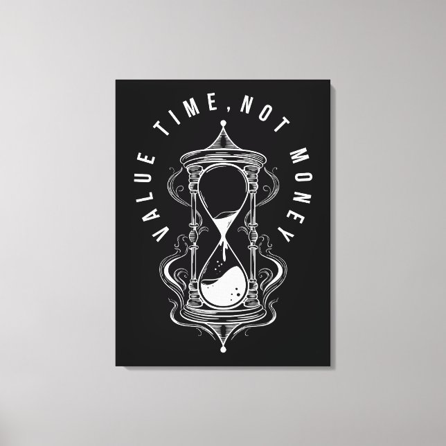 Toile Citation de valeur temps et non argent sablier (Recto)