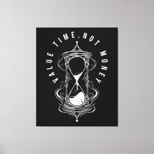 Toile Citation de valeur temps et non argent sablier