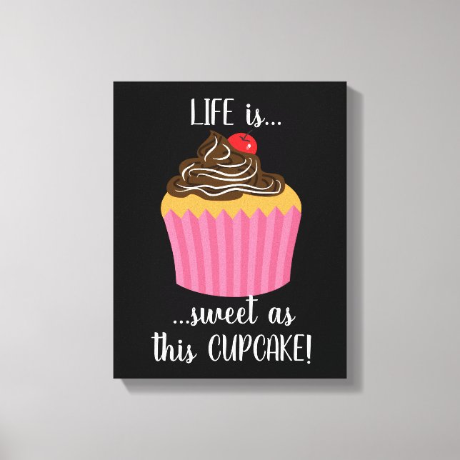 Toile Citation de vie de Cupcake rose mignon (Recto)