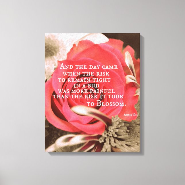 Toile Citation de vie inspirationnelle sur le risque (Recto)