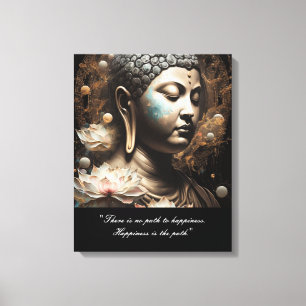 Toile Citation du bonheur de la fleur de Bouddha Lotus