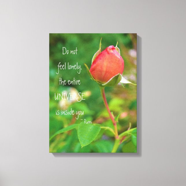 Toile Citation du Rose Bud Rumi pour la pêche d'été (Recto)