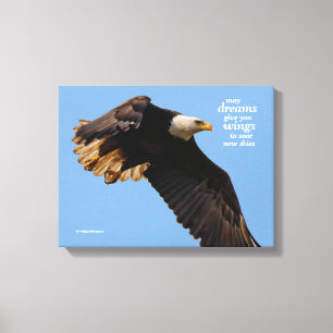 Toile Citation Inspirante Aigle Chauve en Vol