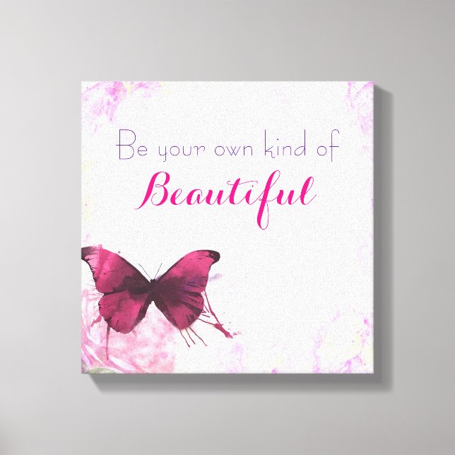 Toile Citation Inspirationnelle Avec Papillon Aquarelle (Recto)