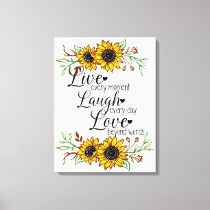 Toile Citation inspirée avec des tournesols
