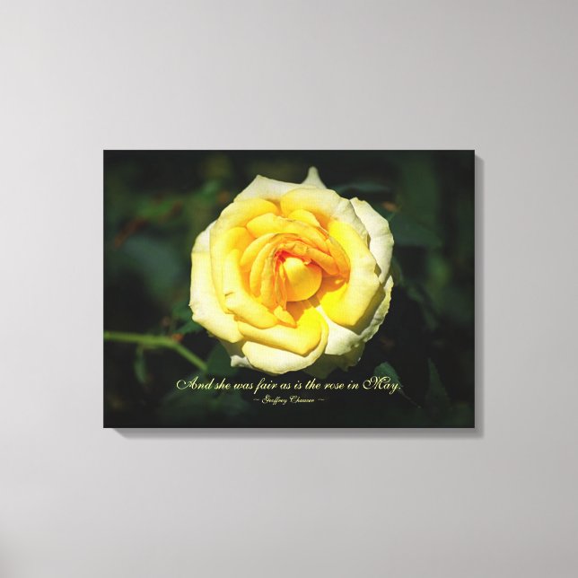 Toile Citation romantique Rose anglais jaune (Recto)