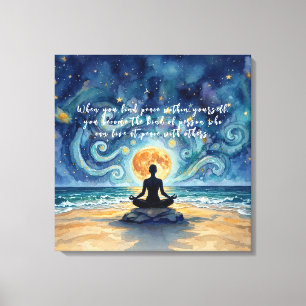 Toile Citations de Yoga Méditation Ciel Nocturne Étoilé 