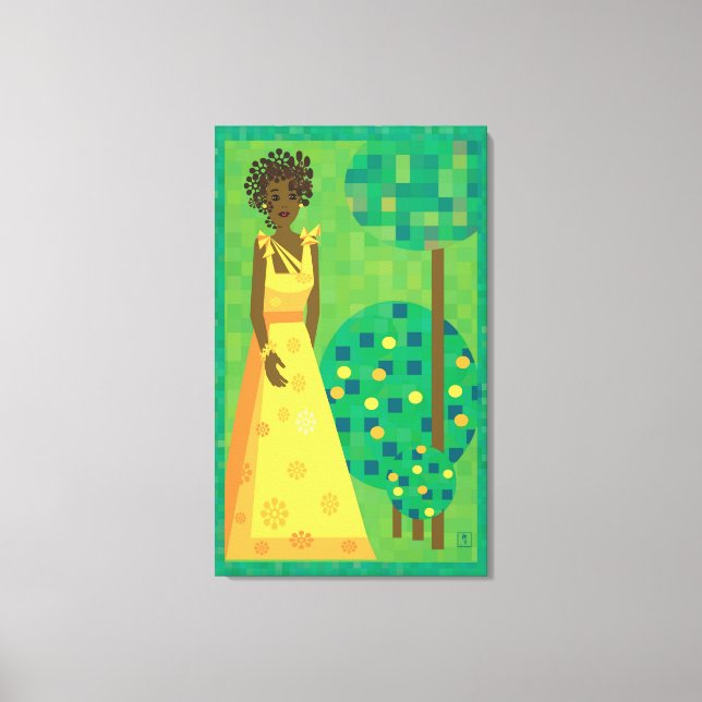 Toile Citron et citron vert - fille dans le jardin (Recto)