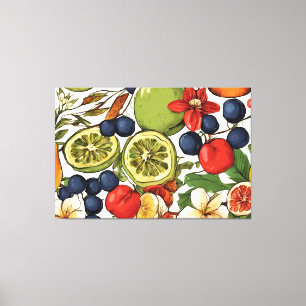 Toile Citrons méditerranéens, citrons et fleurs. Peints