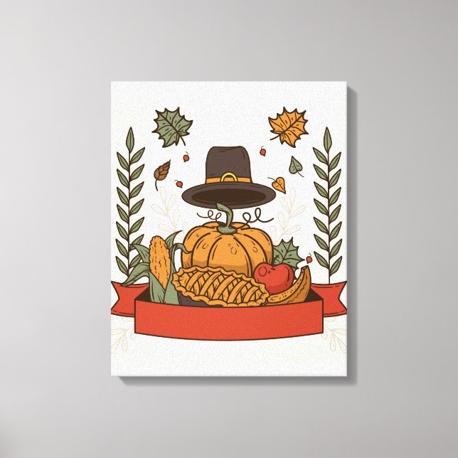 Toile Citrouille de Thanksgiving & Automne (Recto)
