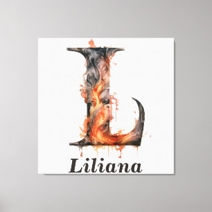 Toile Citrouille Halloween Nom Lettre L Floral Monogramm