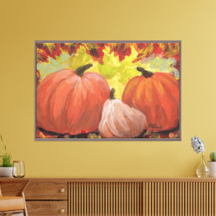 Toile Citrouilles de Thanksgiving #2 Automne Feuilles d'