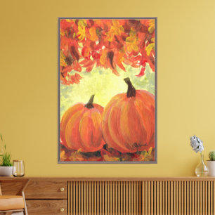 Toile Citrouilles de Thanksgiving #3 Feuilles d'automne