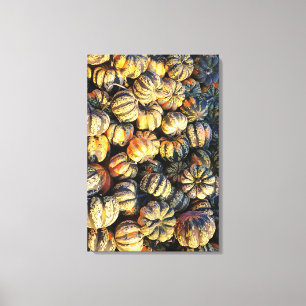 Toile Citrouilles rayées en grappe