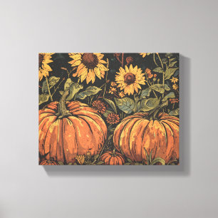 Toile Citrouilles rustiques et tournesols Automne Art Pr