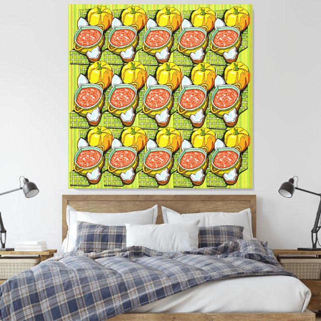 Toile Citrouilles, Soupe et Fond Rayé (Insitu(Chambre))
