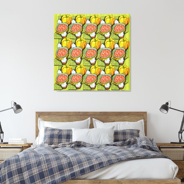 Toile Citrouilles, Soupe et Fond Rayé (Insitu(Chambre))