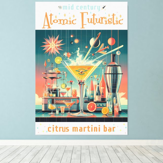 Toile Citrus Martini Bar Futuriste Atomique du milieu du (Insitu (Plancher de Bois))