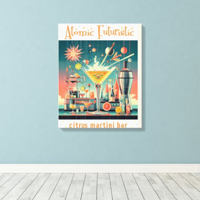 Toile Citrus Martini Bar Futuriste Atomique du milieu du (Insitu (Plancher de Bois))