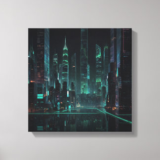 Toile Cityscape Cybernétique Futuriste