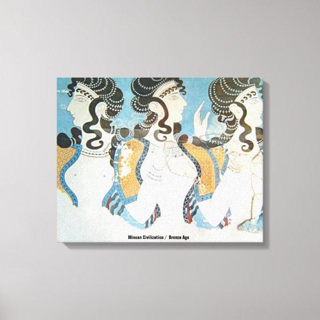 Toile Civilisation minoenne / 3 Femmes / Age de bronze / (Recto)