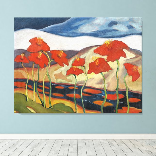 Toile Clair et joyeux, paysage avec des fleurs, (Insitu (Plancher de Bois))