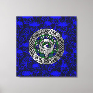 Toile Clan Armstrong Crest & Tartan Knot sur le chardon